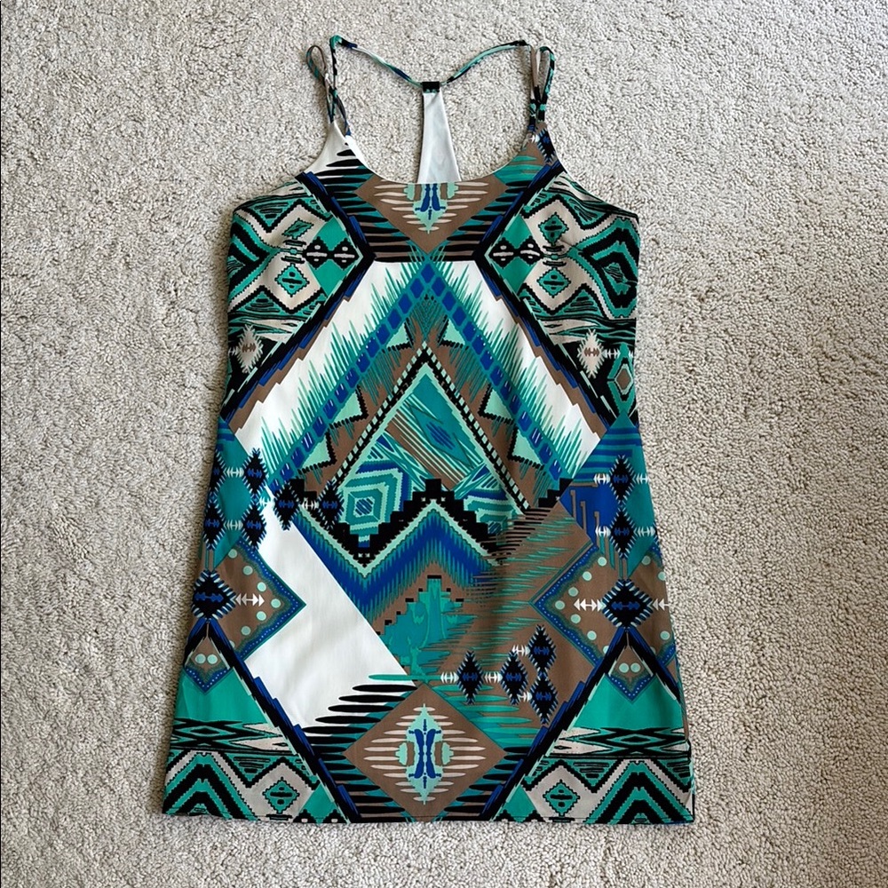Maude Blue Black Halter Sundress Mini